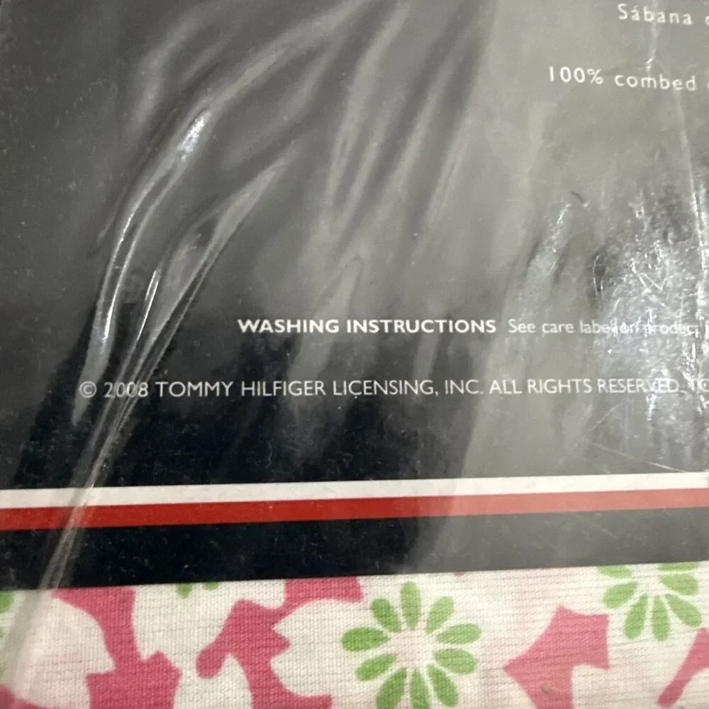 Tommy Hilfiger Twin Sheet Set 200 TC Kimono Floral Pink White Green Flowers New
